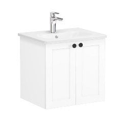 Vitra Root Classic 68694 Lavabo Dolabı, Kapaklı, 60 Cm, Mat Beyaz, Yuvarlak Lavabolu